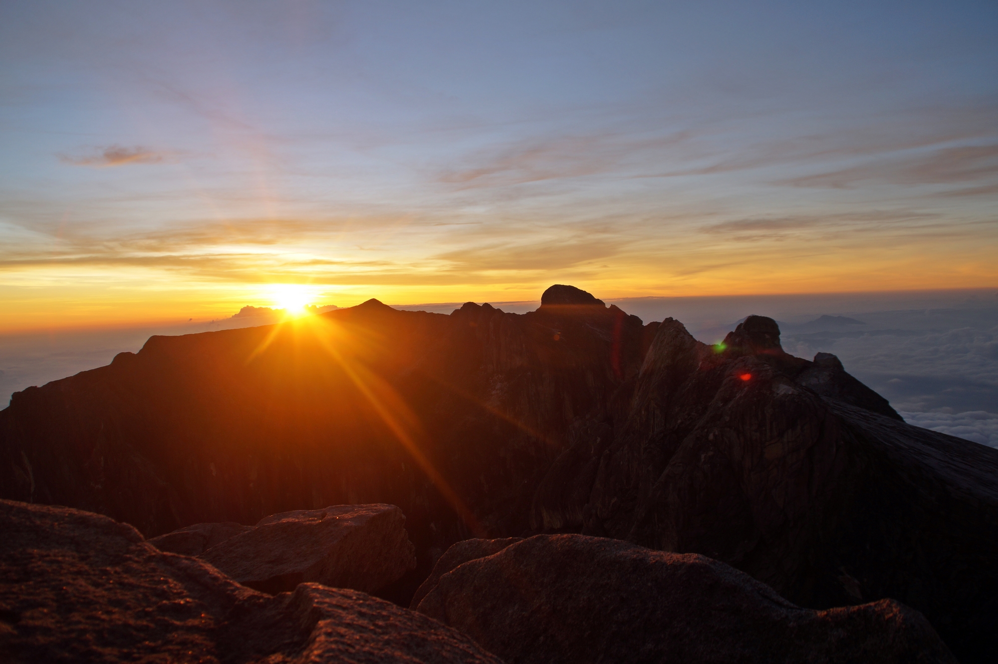 The sunrise on Mount Kinabalu, photographed just after we reached the top