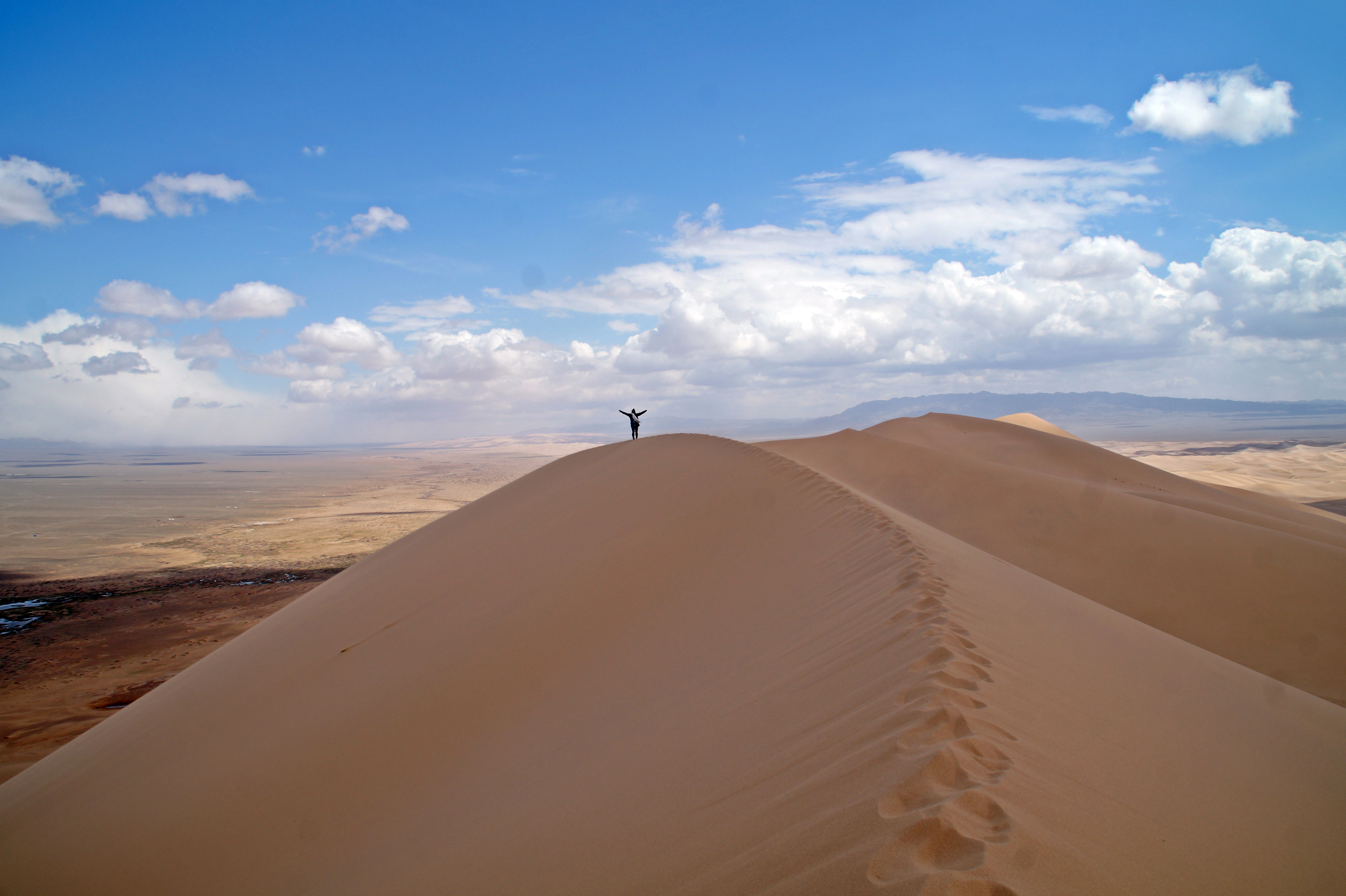 On top of a sand dune in the Gobi Desert, Mongolia