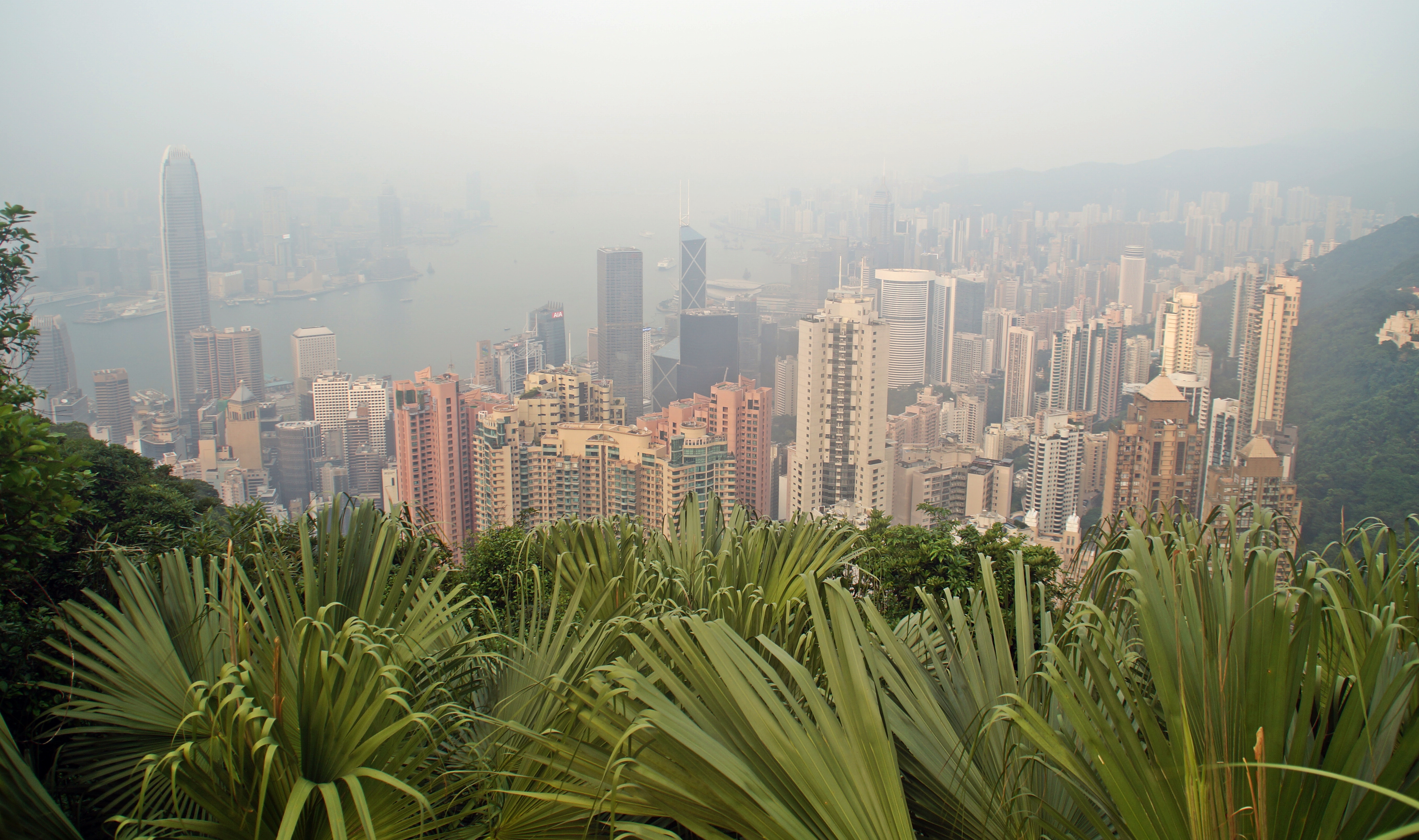 Amazing view of the Hong Kong skyline on Victoria Peak