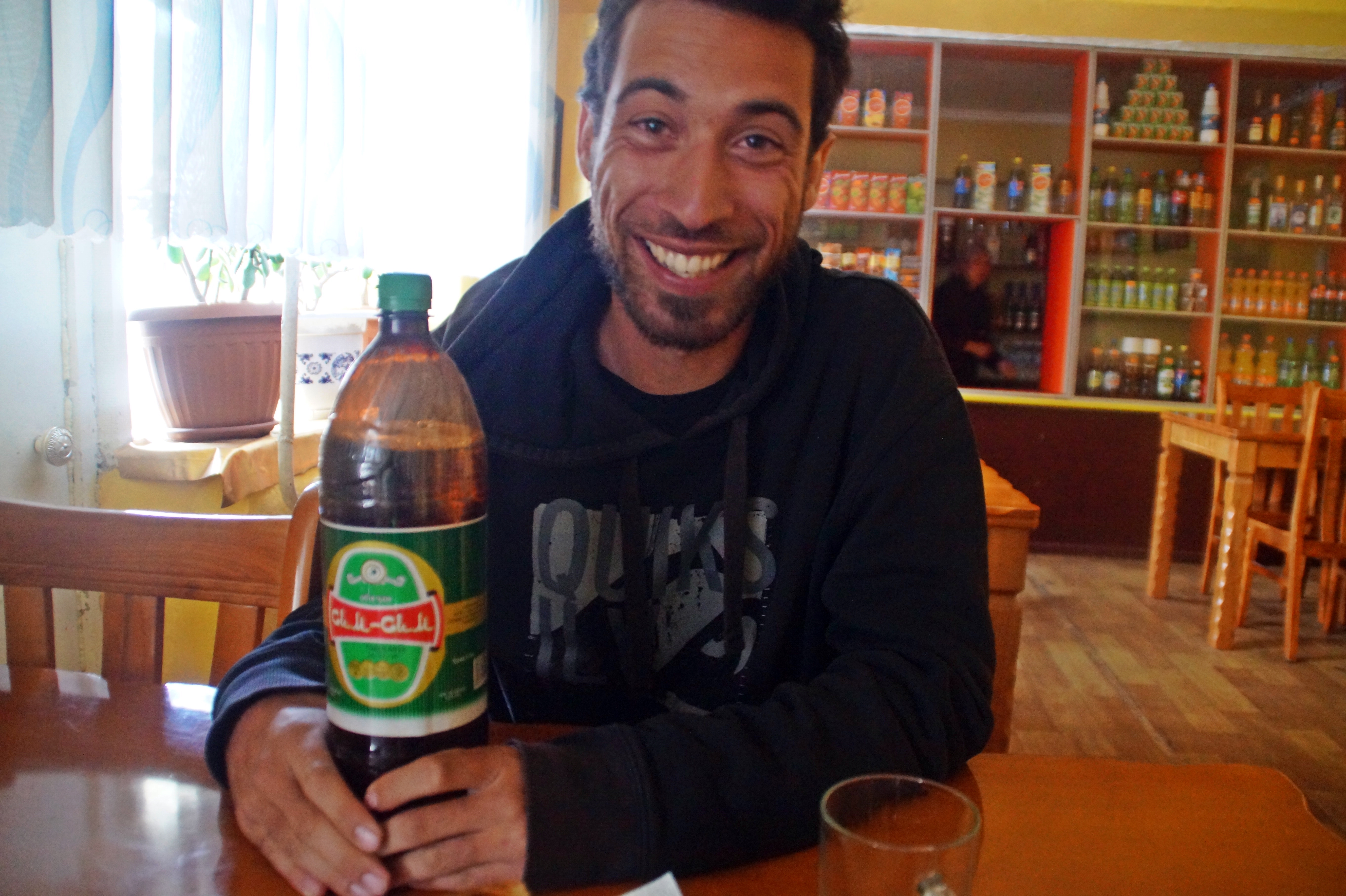 Steve with his Tajik beer... Which he REALLY didn't like!