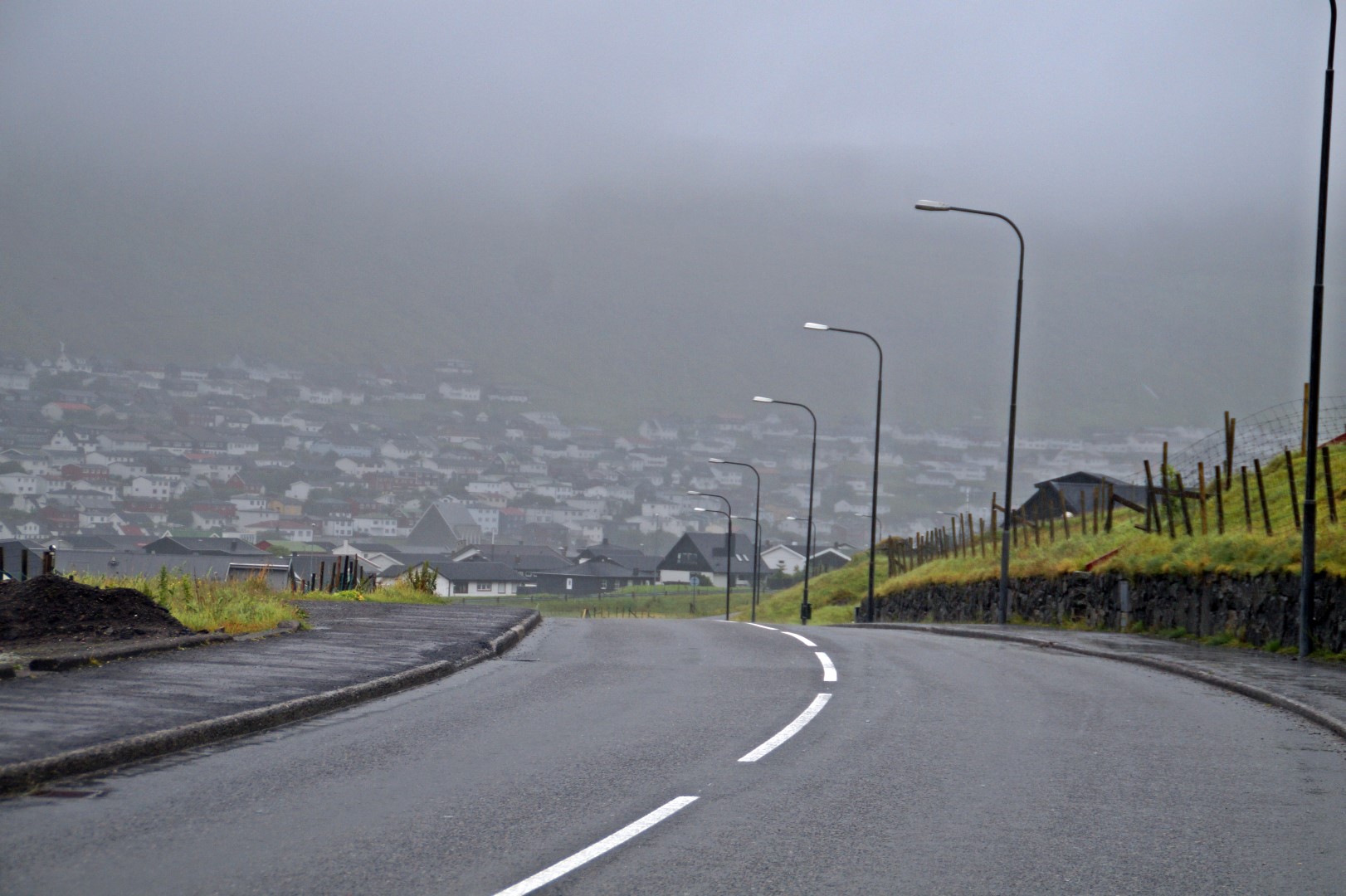 Foggy Klaksvík before leaving for Kalsoy