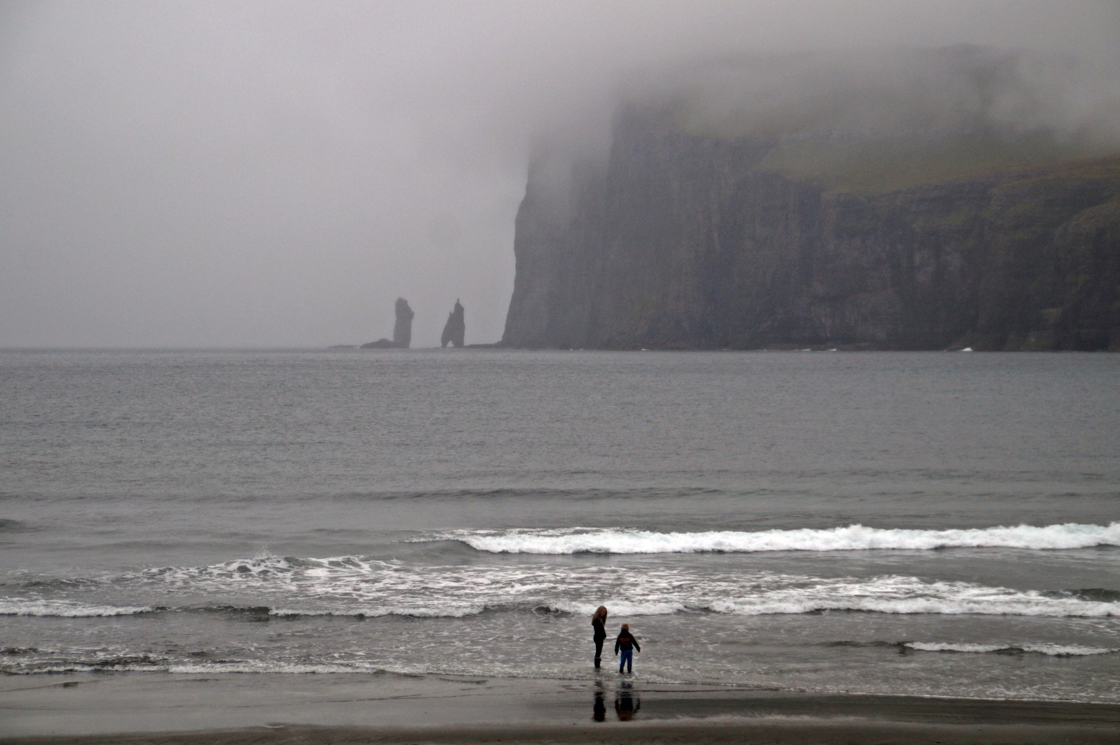 Beautiful and mystical Tjørnuvík in the fog