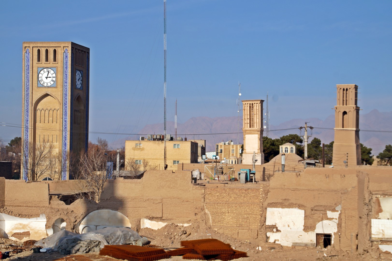 The Market Square Clock in the center of Yazd