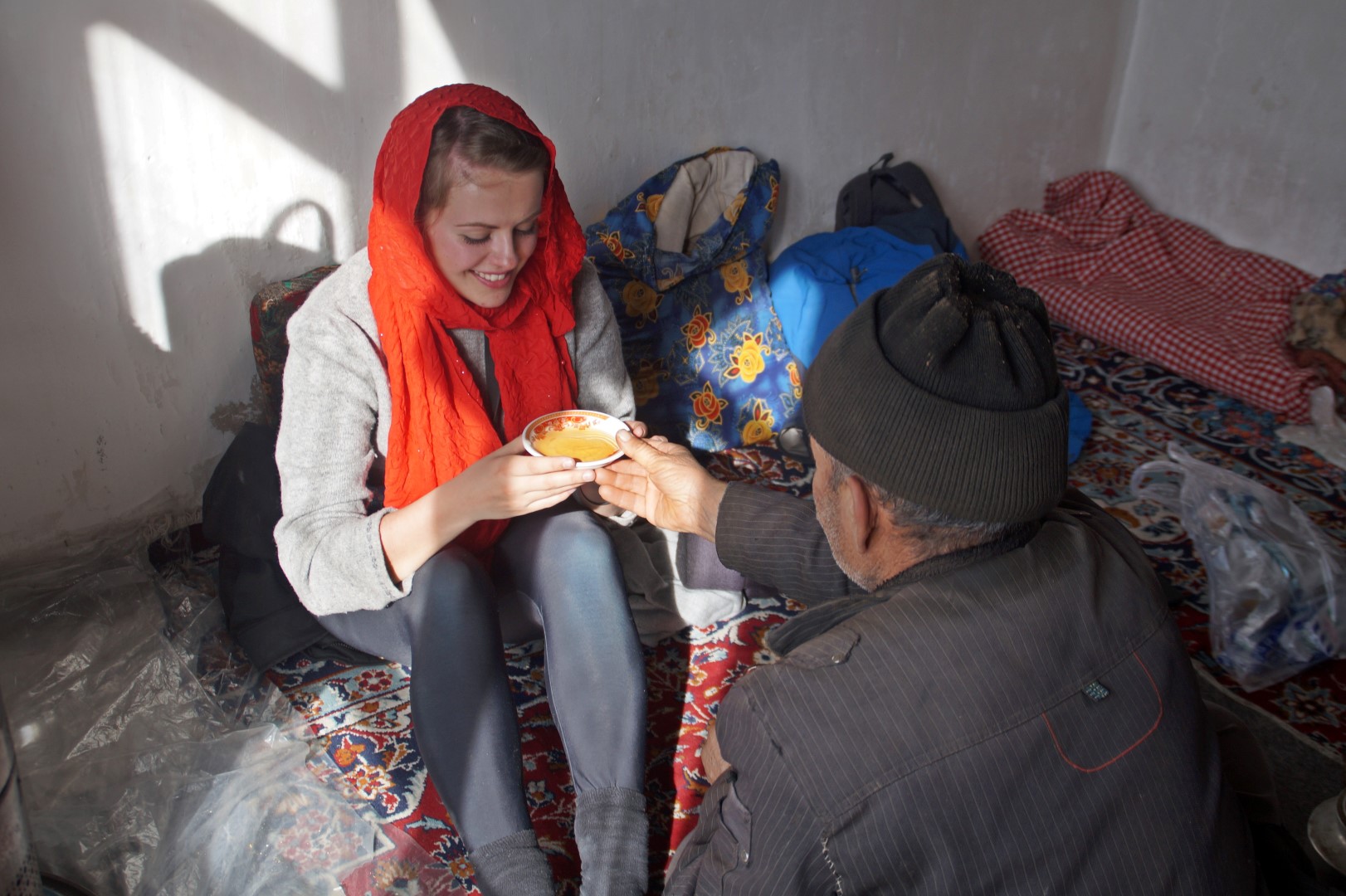 Drinking tea with a local in Kandovan