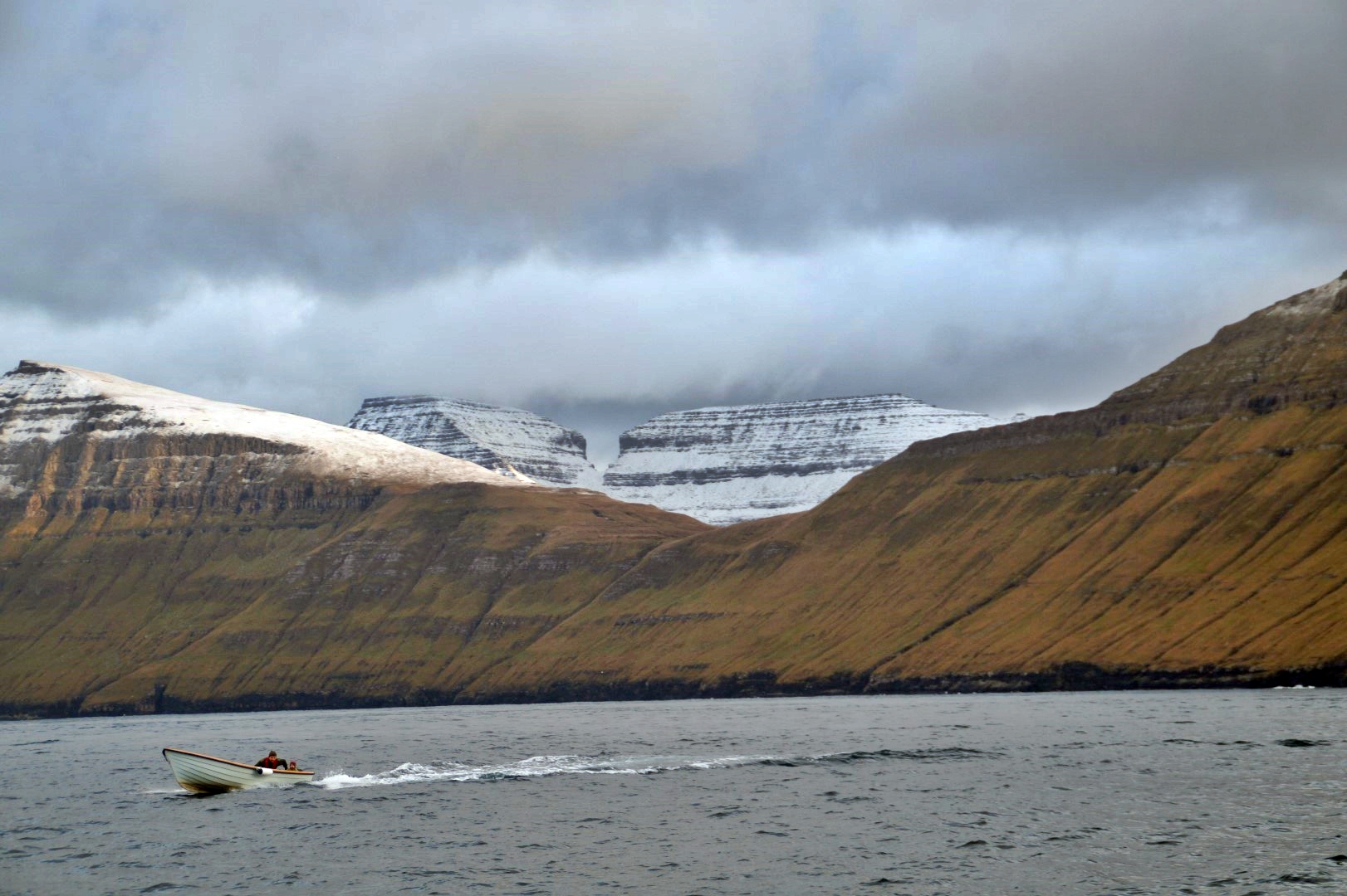 The gorge that leads to Skarð is seen in the background